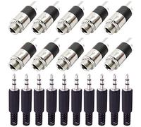 Youmile 10PCS PJ-392 Presa jack femmina stereo da 3,5 mm Montaggio a pannello Connettore per cuffie audio placcato in nichel Spina audio per MP3 con connettore maschio TRS da 10 pezzi da 3,5 mm