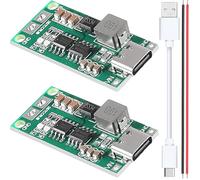 Youmile 2 pezzi 3S 2A Scheda di ricarica per batterie al litio USB tipo-C Modulo di protezione per caricabatterie 18650 Convertitore di spinta 12.6V con cavo USB Type-C cavo rosso e nero