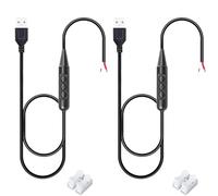 Youmile 2 pz 5V USB Dimmer Switch Rosso e Bianco Cavo Interfaccia di Uscita 6-Speed Dimming Switch Cavo di Alimentazione con 60S NO/OFF Funzione Interruttore di Ritardo Nero 3 Pulsanti 1.5m/4.9ft con