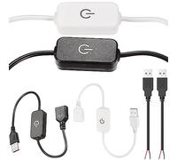 Youmile 2 pz USB LED Dimmer LED Touch Inline Dimmer 5V 3A Cavo USB Tact Switch Controller Bianco e Nero con cavo USB maschio a due fili