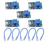Youmile 5 Pezzi DC-DC Boost Converter 2V-24V a 5V-28V 2A Regolabile Micro USB Regolatore di Tensione Step Up Modulo di Alimentazione per Arduino con 5 Pezzi Micro USB Cavo