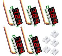 Youmile 5 pezzi Display tensione CC 0,28 pollici Display LED a 3 fili Pannello rosso Mini voltmetro digitale DC 0-100 V Voltmetro Tester con terminale a crimpare CH-2
