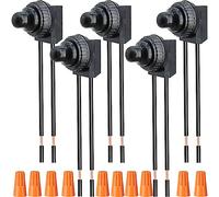 Youmile 5 pezzi Interruttore a pulsante impermeabile 12V ON/Off SPST Interruttore luce on-off Interruttore cablato con cappucci per cablaggio per ventola da bagno auto moto/auto (nero)