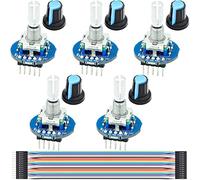 Youmile 5 pezzi Modulo encoder rotativo Modulo di codifica a 360 gradi Sensore potenziometro Potenziometro rotante audio rotondo Uscita impulsi digitale con cavo DuPont per Arduino