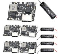 Youmile 5 pz 18650 Lithium Li-ion Battery Charger Board 3.7V 4.2V a 5V/9V 1A DC-DC Step Up Boost Module Carica e scarica regolabili + 5 pz 18650 box batteria