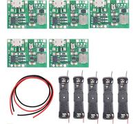 Youmile 5 pz 4.3V-27V Modulo di scarica di ricarica Modulo step up regolabile + 18650 Portabatterie con linee rosse e nere per PCB Protezione dell'alimentazione mobile