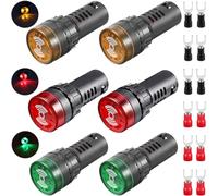 Youmile 6 pezzi Cicalino a LED 22 mm 12V VDC LED Buzzer Allarme Flash Segnale Indicatore Luce Rosso Verde Giallo Premium Crisp Sound AD16-22SM-RGY110V con terminali a spina rossi e neri