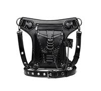 YOUNAFEN Borsa a tracolla da donna nera gotica rock, in pelle PU, stile steampunk, vintage, punk, borsa messenger
