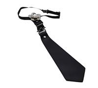 YOUNAFEN Cravatta da donna in finta pelle nera gotica uniforme perla fiore Cosplay papillon, circa 30 cm di lunghezza, come da foto, come da immagine, About 30cm long