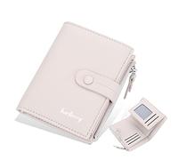 YOUNAFEN Donne Brevi Portafogli Trifold Portamonete Cambiamento Tasca Porta Carte di Credito con Cerniera per Ragazze Teen Soldi Portatile per Ca, Beige, as pics show