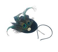 YOUNAFEN Fascinator con piume di pavone, fermaglio per capelli con pavoni, per feste del tè, derby, pillbox, cappello da donna, fascia per capelli