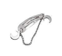 YOUNAFEN Fermaglio per capelli in argento scintillante con ciondolo a forma di luna e stella, per donne, Y2K, stile Harajuku, con frange