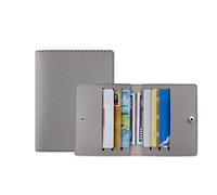 YOUNAFEN Porta carte di credito, carta d'identità, ultra sottile, in pelle PU, multi-slot, alla moda, portafoglio per donne e uomini, con fibbia, Grigio, 9*10.5cm