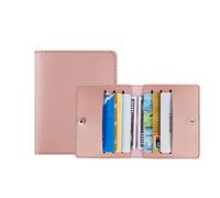 YOUNAFEN Porta carte di credito e carta d'identità, ultra sottile, in pelle PU, multi-slot, alla moda, per donne e uomini, con fibbia, Rosa, 9*10.5cm