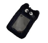 YOUNAFEN Porta foto in peluche a forma di orsetto in stile cartone animato, 7,6 cm, portachiavi carino, protezione per carta d'identità, carta fotografica, protezione per carta fotografica, Occhi Neri