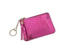 YOUNAFEN Portafoglio corto con nappe Porta carte d'identità 2023 Porta carte d'identità Borsa per carte di credito Frizione Borsa tinta unita per le donne, Rosa, as pics show