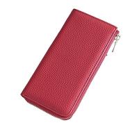YOUNAFEN Portafoglio lungo vintage da donna, elegante e sicuro, porta carte di credito, portamonete con cerniera, Rosso, as pics show