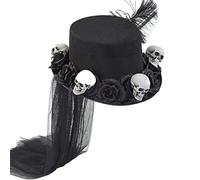 YOUNAFEN Steampunk Cappello a cilindro gotico Steampunk Time Traveler Hat Steampunk Accessori Steampunk Cappelli da donna con velo nero, nero, Head circumference 56-58cm