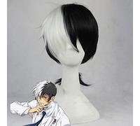 Young Black Jack Cosplay Wig Black and White Ponytail Synthetic Hair Anime Costume Role Play Wigs