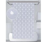 YOUNG DA Tenda da doccia in tessuto grigio e bianco con motivo a goccioline d'acqua, per bagno, resistente alla muffa, 183 x 183 cm, lavabile e impermeabile, include 12 ganci