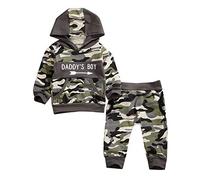 Young Forever - Set di abbigliamento mimetico per bambini, con cappuccio, top e pantaloni, per neonati multicolore 3-6 Mesi