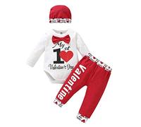 Young Forever - Tutina a maniche lunghe per San Valentino, per bambina, 3 pezzi X-bianco. 0-3 Mesi