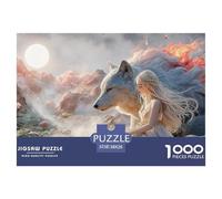 Young Girl with Wolf 1000 Pezzi Cartone Robusto Puzzle Girl And Wolf Sfida Unica Gioco Creativo Puzzle Per Bambini 38x26cm/1000pcs