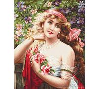Young Lady con rose 18 ct kit punto croce - Luca-S
