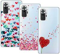 Young & Min Compatible per Cover Xiaomi Redmi Note 10 Pro, 3 Pack Sottile Morbido TPU Bumper Silicone Antiurto Protettiva Custodia per Xiaomi Redmi Note 10 Pro con Disegni Cuore