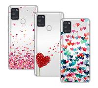 Young & Min Cover per Samsung Galaxy A21s, 3 Pack Morbido Trasparente Silicone Custodie Protettivo TPU Gel Case, Amore