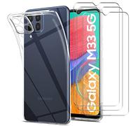 Young & Ming Compatible per Cover Samsung Galaxy M33 5G + Pellicola Vetro Temperato, Sottile Silicone TPU Bumper Case Antiurto Antigraffi Case Custodia per Samsung Galaxy M33 5G