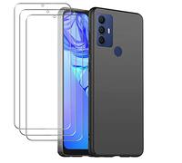 Young & Ming Cover per TCL 305 /TCL 30 SE/TCL 30E/TCL 306 + [3 Pezzi] Pellicola Vetro Temperato, Sottile Silicone TPU Bumper Case Antiurto Antigraffi Case Custodia per TCL 30SE/TCL 305, Nero