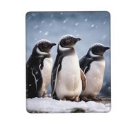 Young Penguins with Snow Tappetino per Mouse Confortevole Tappetino Mouse Bordo Cucito Mousemat per Casa Ufficio Laptop 25X30Cm