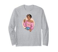 Young Queen Black Girl Drinking Coffee Maglia a Manica