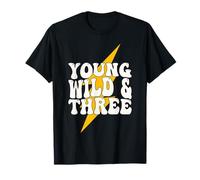 Young Wild And Three 3rd Birthday 3 Year Old Toddler Kid Maglietta