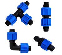 Young Wolf 4 set di 40 raccordi per irrigazione a goccia, connettori blu, strumenti per irrigazione agricola, giunto universale per tubi di irrigazione a goccia (20 mm)