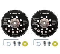 Young Wolf - Coppia di dischi abrasivi da 150 mm, 17 fori, per levigatrice con gancio e anello, compatibili con Makita BO6030 e BO6040, Festool RO1, ES150, ET2, in plastica con grana 120