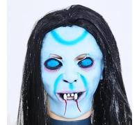 Young Wolf Maschera da fantasma horror con parrucca lunga, parrucca fantasma raccapricciante spaventosa maschera per cosplay festa di Halloween