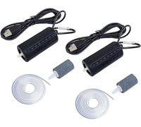 Young Wolf Set di 2 mini pompe ad aria per acquario, super silenziose, mini USB, pompa per ossigeno, aeratore, a risparmio energetico, con pietra porosa e tubo in silicone a uscita singola, 1 W