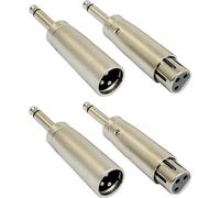 Young Wolf Set di 4 adattatori audio da XLR a 3 pin a microfono da 6,35 mm a jack mono maschio da 6,35 mm