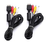 Young4us - Confezione da 2 cavi audio video RCA per PS3, PS2, PS1, Playstation, accessori di connessione per console di gioco, cavo AV (2,5 m)