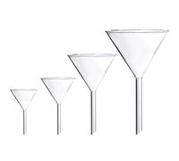 Young4us Confezione da 4 imbuti in vetro borosilicato da laboratorio, 100 mm (170 mm di lunghezza), 75 mm (130 mm), 50 mm (90 mm) e 40 mm (70 mm) di diametro