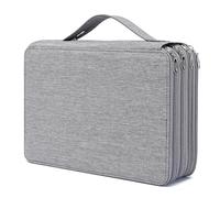 YOUNGCOL Astuccio per matite colorate con 200 scomparti, in tessuto Oxford, con chiusura a cerniera, grande, per matite colorate e acquerelli (grigio, 200 scomparti)