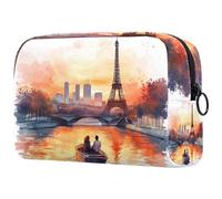 Youngers on The Seine River - Trousse da donna, per articoli da toeletta da viaggio, grande, pratica borsa organizer con cerniera, Multi, 18.5x7.5x13cm/7.3x3x5.1in, Beauty case