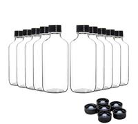 Youngever 16 Pack Empty Glass Bottles with Lids, Refillable Container for Essential Oils, Vanilla Extract and More 2 Ounce