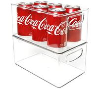 Youngever 2 Pacchi 25CM x 15CM x 12.5CM Cestini Frigo, Cestini Organizzatori per Dispensa Trasparente, Organizzatori per Cucina, Contenitori Salvaspazio Frigorifero