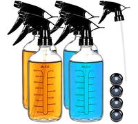 Youngever 4 Pacchi 500ml Bottiglie Spray di Vetro Vuote Con Misure, Bottiglie Spray per Capelli e Soluzioni di Pulizia (Chiaro)