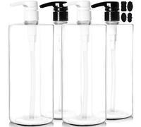 Youngever 4 Pacchi Bottiglie a Pompa per Shampoo 1000ml, Bottiglie a Pompa per Shampoo Vuote, Cilindro di Plastica Con Chiusura a Prova di Perdita - Pompe