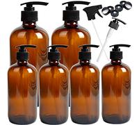 Youngever 6 Confezioni Dispenser di Sapone in Vetro da 500ml e 250ml Con Pompa, Bottiglia a Pompa in Vetro (Ambra)