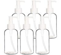 Youngever 6 Pacchi 250ML Plastica Bottiglie a Pompa, Bottiglie a Pompa in Plastica Ricaricabili con Blocco da Viaggio (Clear)
